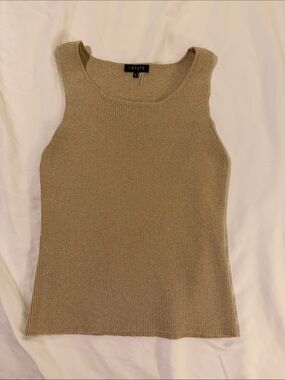 STATE Ribbed Knit Tank Top in Gold sz M